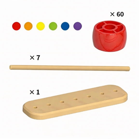 HuiXinOu Wooden Color Matching Rings Early Education Puzzle Toy for Kids Ages 3-6 Educational Tabletop Board Game Preschool Learning Activity for Toddler Development