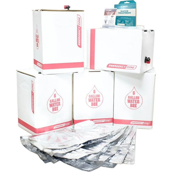 Long Term Water Storage System, BPA Free Water Bags, 5 Year Shelf Life | 25 Gallon Set