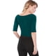 thumbnail image 5 of Camiseta Suave de media manga Allegra K para mujer, Cuello redondo, Entallado, Verde oscuro, XS, 5 of 6