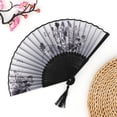 thumbnail image 4 of Decorative Folding Fans, 8 in Bamboo Construction, Hand Fans for Women Foldable, Large Hand Fans for Dance, Black Wall Decor, Black and White Room Decor, 1 Pc, 4 of 8