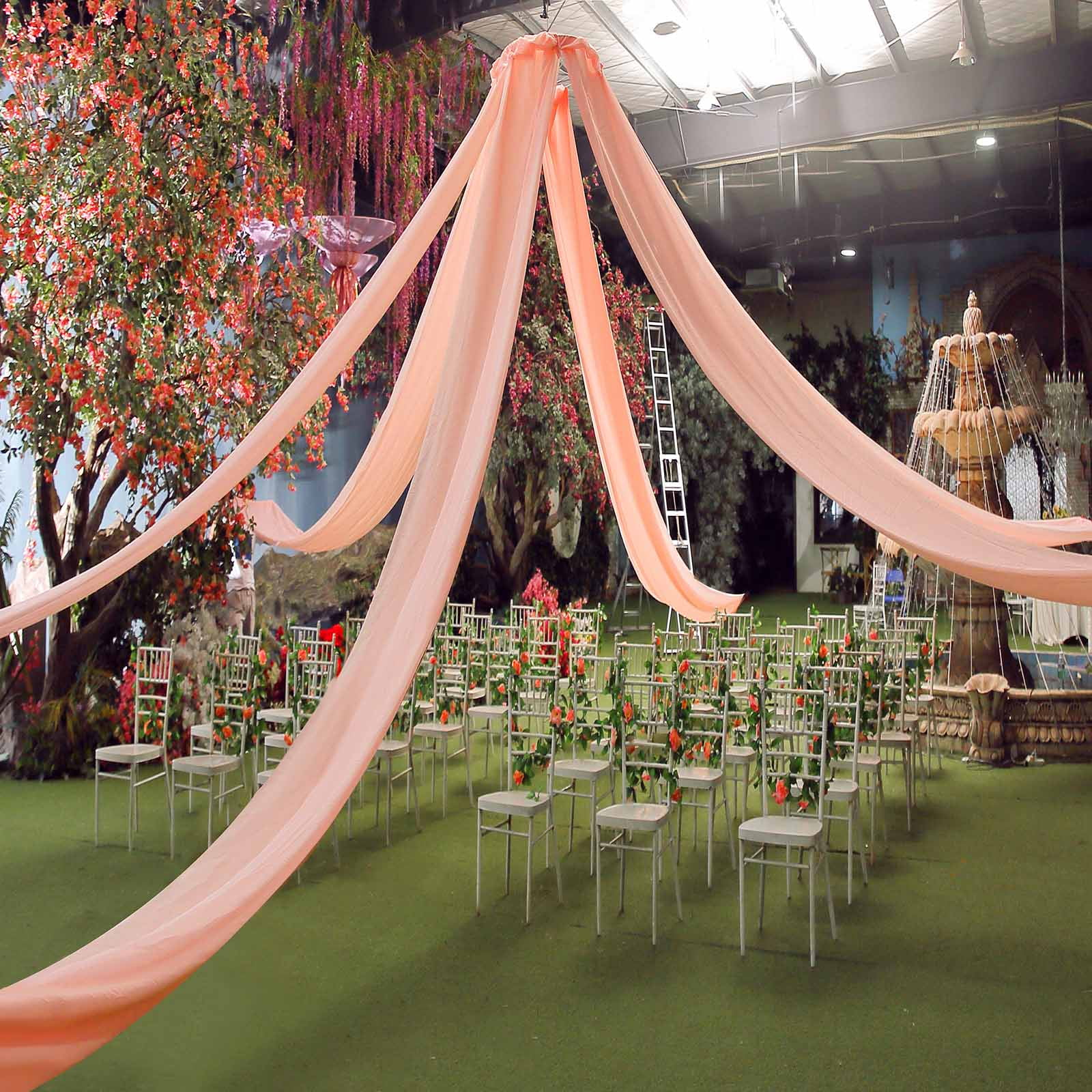 Efavormart 40 FT Fire Retardant Sheer Voil Curtain Panel Backdrop