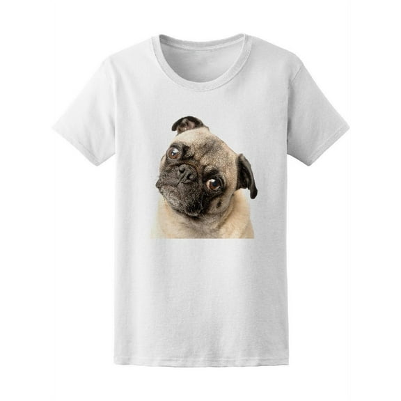 Adorable Pug Dog Staring T-Shirt Women -Image by Shutterstock, Female Small