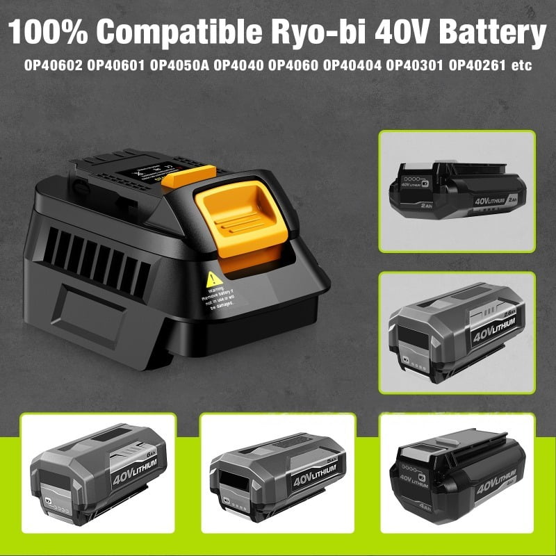 Battery Adapter for Ryobi 40V Li-ion Battery Convert To to Work for De*walt 20V Cordless Power Tools