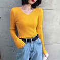 thumbnail image 2 of PIKADINGNIS Basic Solid V-neck Womens Sweater Ribbed Slim Long Sleeve Knit Pullover Women Autumn Winter Casual Sweaters Tops, 2 of 6