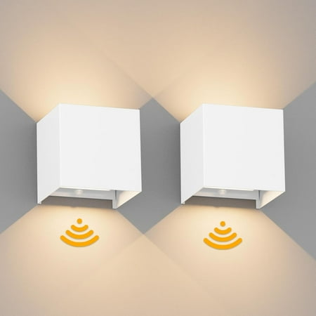 

Modern LED Motion Sensor Battery Wall Light Fixtures 2 Pack 36W LED Porch Lights Rechargeable White Wall Sconce for Indoor House Porch Garage Hallway Patio