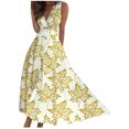 thumbnail image 2 of Viikei Womens Dresses for Wedding Guest,Women's Summer Print Casual Loose Sleevless V-Neck Dress Gold XXL, 2 of 5