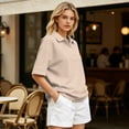 thumbnail image 4 of Dresfit Women's Golf Shirts Short Sleeve Polo Shirts 2026 Summer Collared Button Down Back To School T Shirts Solid Lightweight Plus Size Tennis Basic Tees M, 4 of 5
