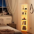 thumbnail image 3 of 6-Tier Corner Bookshelf with LED Light,Corner Shelf for Small Space, Narrow Display Stand Storage Rack, Living Room, Bedroom, Pure White V1BS05BW006L, 3 of 4