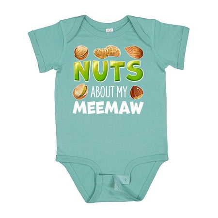 

Inktastic Nuts About My Meemaw Peanut Almond Pistachio Gift Baby Boy or Baby Girl Bodysuit