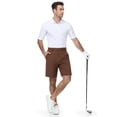 thumbnail image 4 of MIER Men's Flat Front Stretch Golf Shorts, 9 Inch Lightweight Shorts with 4 Pockets for Travel Hiking Casual, Brown, 38W x 9L, 4 of 7