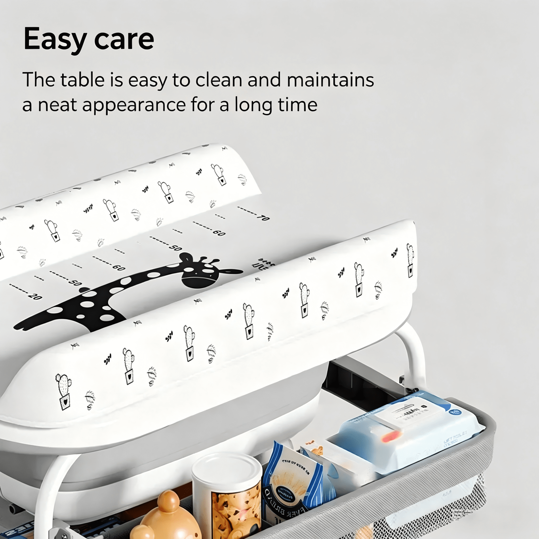 2-in-1 Baby Changing Table with Bathtub, Adjustable Height Diaper Station with Built-in Thermometer, Safety Strap & Storage Baskets, 50KG Load Nursery Organizer with Wheels for Newborns