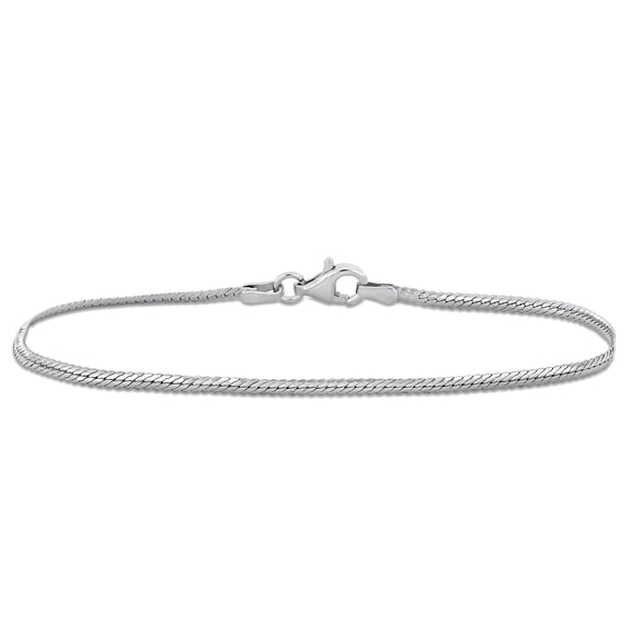 Everly Women's 2mm Fancy-Cut Sterling Silver Herringbone Chain Bracelet