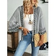 thumbnail image 6 of Women'S 3/4 Sleeve Boho Cardigan Geo Printed Open Front Jackets Outerwear Light Gray L, 6 of 7