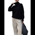 thumbnail image 2 of Suéter de Larga y Cuello Alto para Mujer, Estilo Informal, Holgado, de Punto Grueso, para Otoño e Invierno. Negro S, 2 of 9