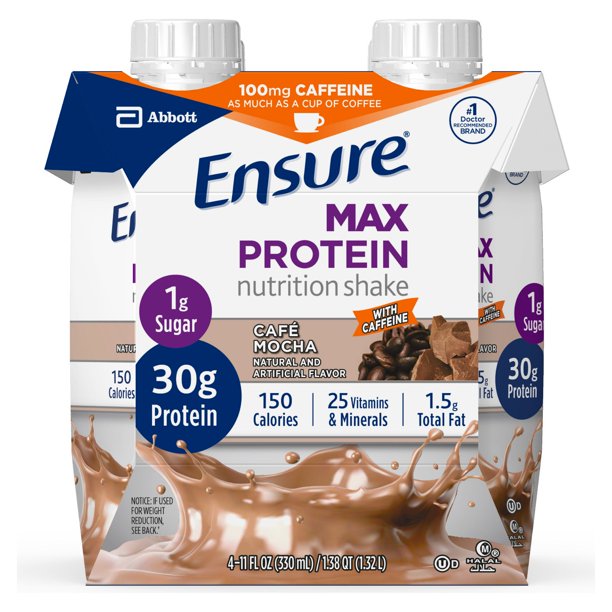 Ensure Max Protein Nutrition Shake Cafe Mocha 11 Fl Oz 4 Count Walmart Com
