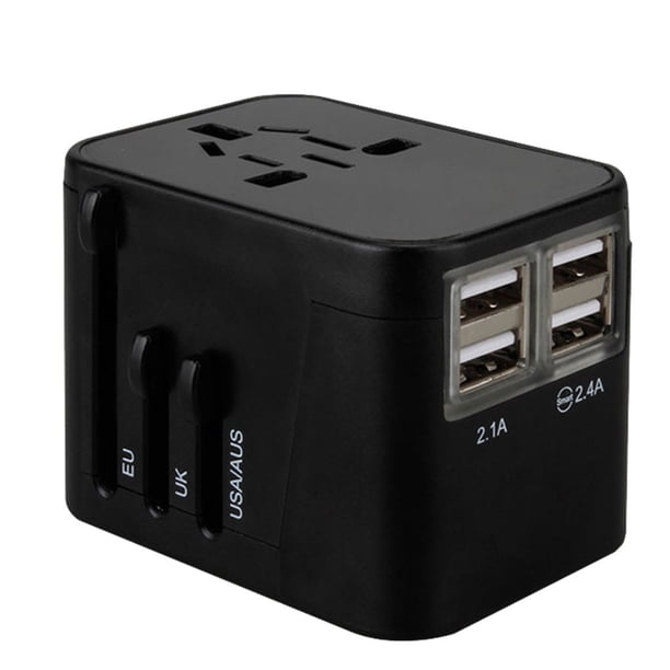 Adaptador de enchufe internacional universal todo en uno con 4 puertos USB Cargador de corriente alterna para viajes mundiales con enchufe AU US UK EU sidaley DZ4383-01B