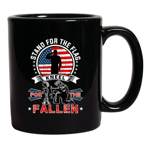 I Stand For The Flag Kneel For The Fallen Patriotic (A) DT Coffee 11 Oz Black Mug