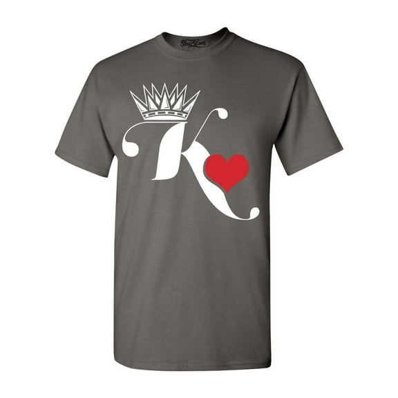 Shop4Ever Men's King of Hearts Graphic T-shirt XXXXX-Large Charcoal