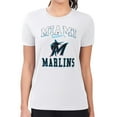 thumbnail image 4 of Women's G-III 4Her by Carl Banks White Miami Marlins Super-Slim Fit Lightweight Team Logo Graphic T-Shirt, 4 of 5