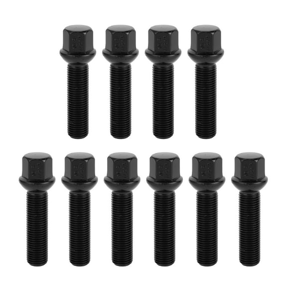 Unique Bargains M14x1.5mm Ball Seat Wheel Lug Bolt for Volkswagen for Audi 19mm Hex 50mm Shank Black 10 Pcs