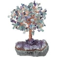 thumbnail image 2 of Natural Rose Quartz & Aquamarine & Amethyst Crystal Tree with Amethyst Cluster Crystal Base Money Tree Figurines Feng Shui Desk Decoration, Meditation Table Altar Decor, 2 of 4
