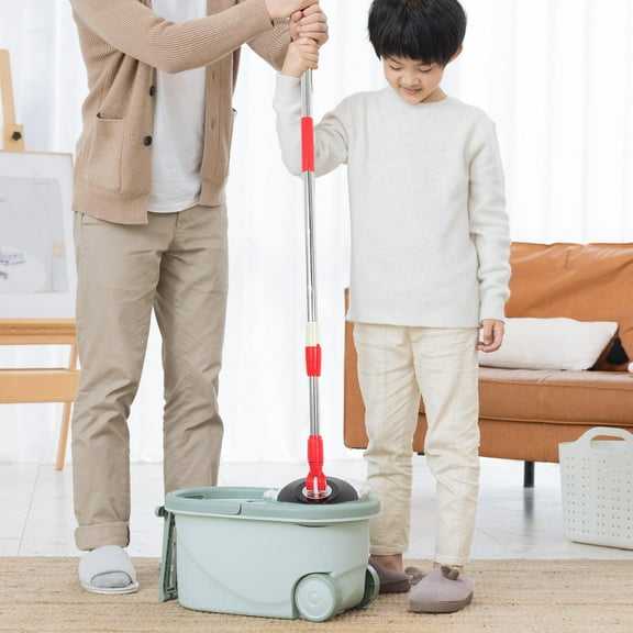 Masteelf Stainless Steel Handle Extendable Refills Rotating Mop Stick Replacement with Plastic Disc for Floor Cleaning Red