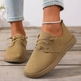 thumbnail image 6 of Womens Khaki Casual Flats | Lace Up Walking Shoes with Soft Suede Upper & Flexible Sole for Everyday Comfort,Size 39, 6 of 9