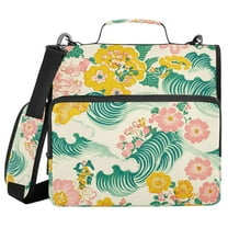 FORMRS Zipper Binder with Shoulder Strap 1.5-inch Ring 500 Sheet Capacity File Bag, Floral Wave