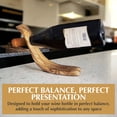 thumbnail image 3 of Balancing Olive Wood Wine Bottle Holder, Decorative Housewarming, Wedding Gift, 3 of 10