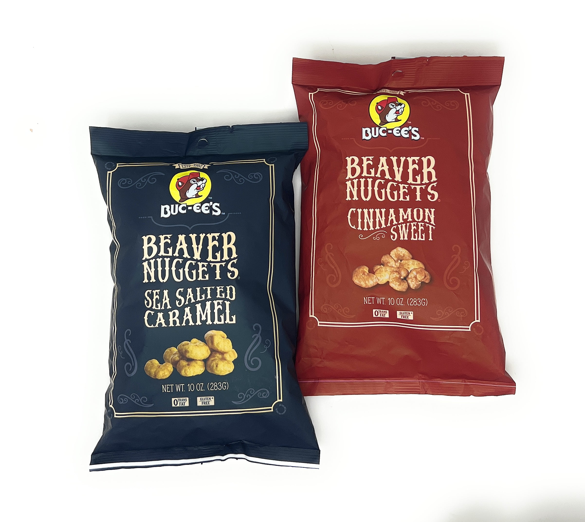 Bucee's Cinnamon Sweet Snack Puffs and Sea Salted Caramel Beaver