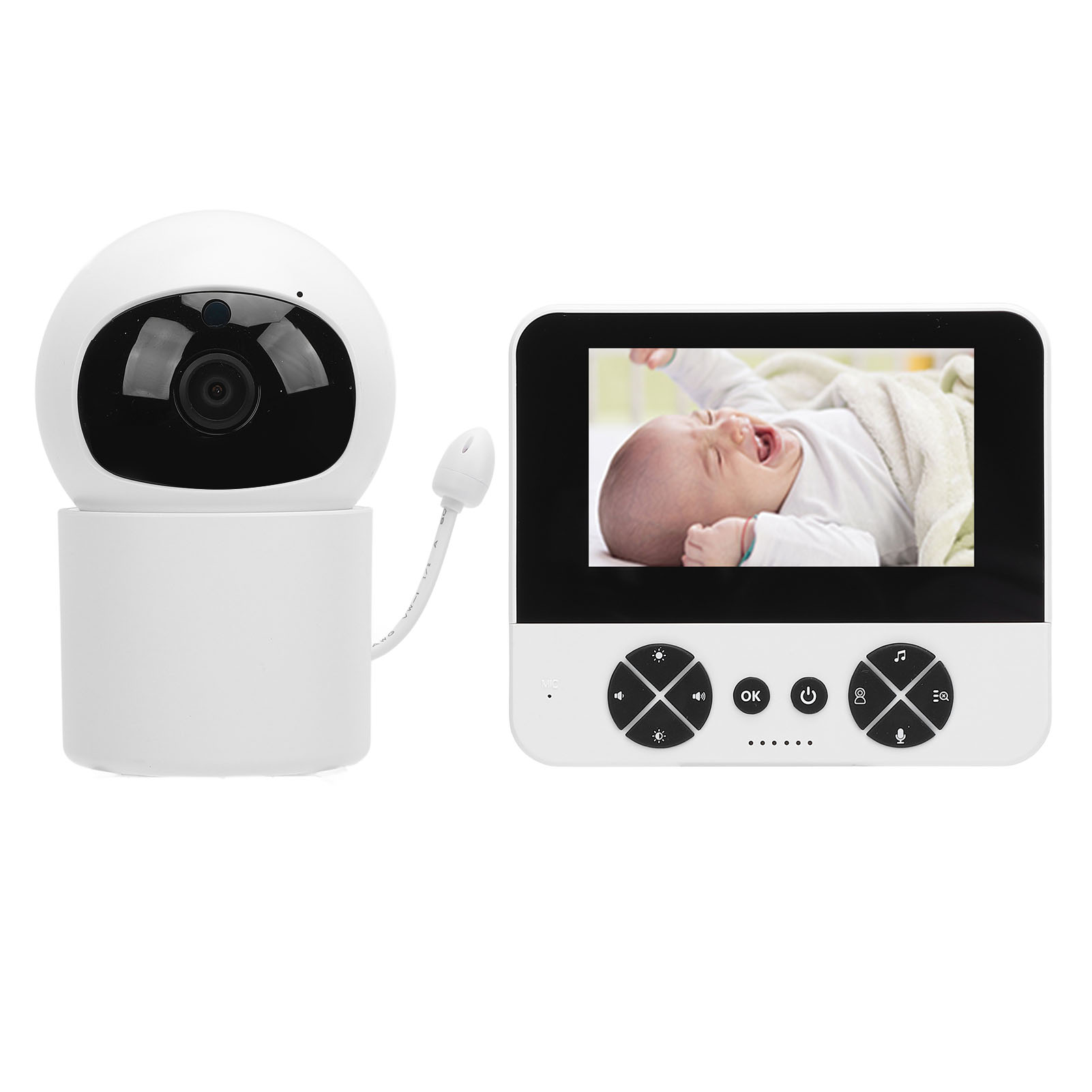 Riousery Baby Monitor with 4.3 Inch LCD Screen, Video Baby Camera 1080p with Two-Way Intercom, Infrared Night Vision, Breath & Sound Detection for Infant Safety, 4.3 inches / 10.9 cm