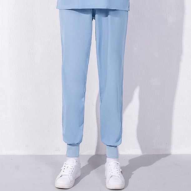 Pantalones de enfermera blancos Pantalones de enfermera para mujer Pantalones de verano finos con cintura elástica Pantalones azules de talla grande Pantalones de trabajo médico