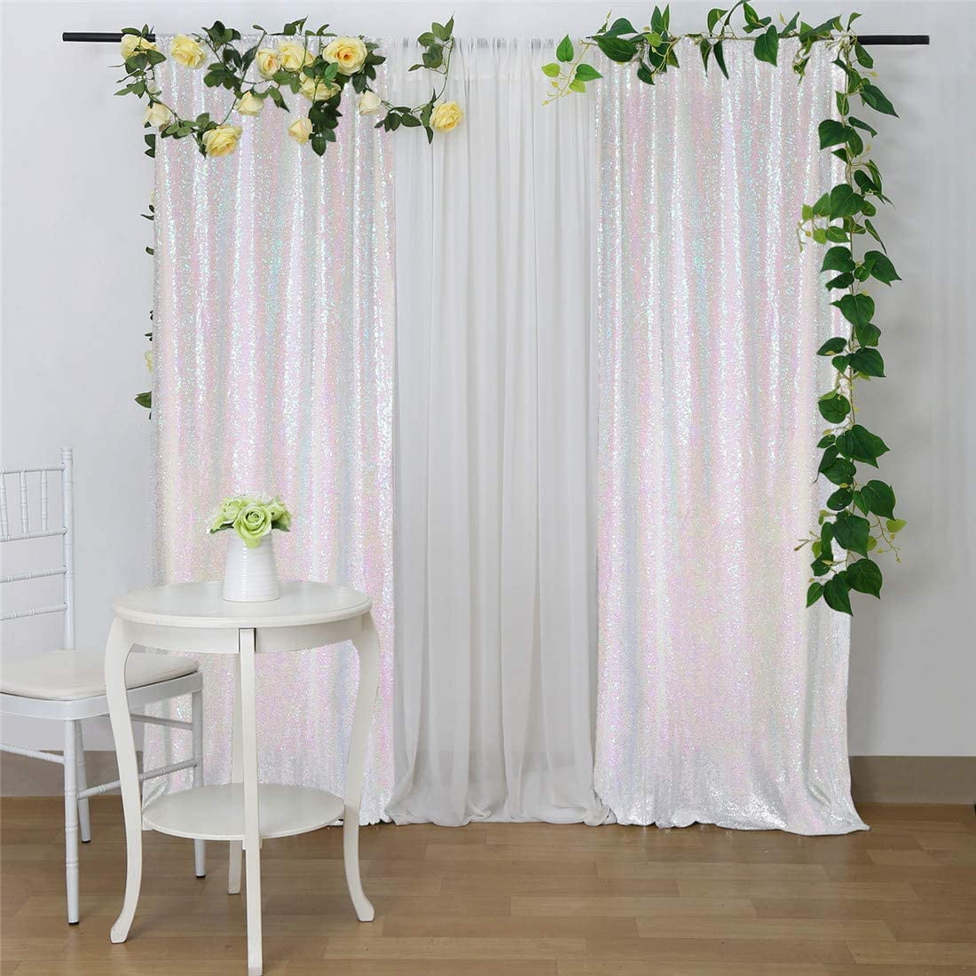 Sequin Curtain 2 Panel 2FTx8FT Sequin Backdrop Curtains Fabric Wedding Backdrop 