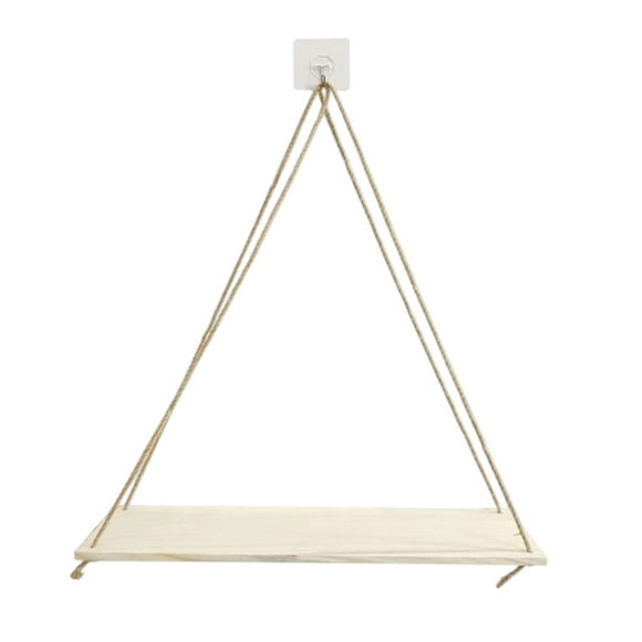 White Wood Hanging Shelf Wall Mounted Storage Rack with Rope Accent Floating Display Organizer for Home Office Bedroom Bathroom Decor Modern Space Saving Solution