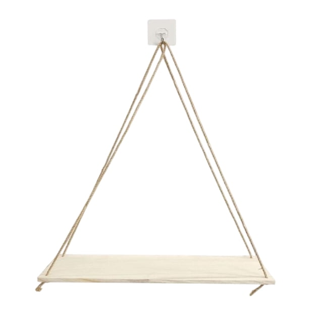 Wooden Hanging Shelf With Rope Swaying Design For Living Room Bedroom Bathroom Kitchen Wall Display Storage Rack 17.71 in x 5.51 in