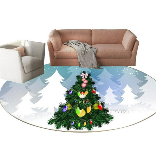 PENGXIANG Christmas Area Rug Polyester Area Rug Non-Slip Rug Runner Washable Carpet Mat for Dining Dorm Room Bedroom Home Decorative 39.4x39.4inches