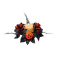 thumbnail image 4 of Clearance Halloween Candle Rings Wreaths Center Gothic Black Artificial Rose Candle Holder Ring with Berry Accents, Dark Autumn Wreath for Fireplace Mantel Entryway Wall Window Home Tabletop Ornament, 4 of 8