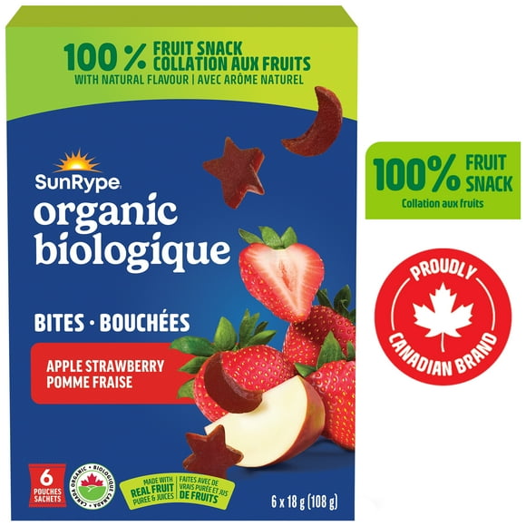 SunRype Organic Fruit Bites Apple Strawberry, 6 x 18 g