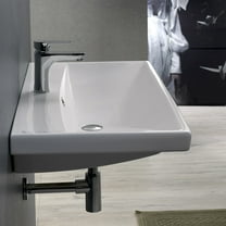CeraStyle by Nameeks Elite Ceramic Rectangular Drop-In Bathroom Sink with Overflow