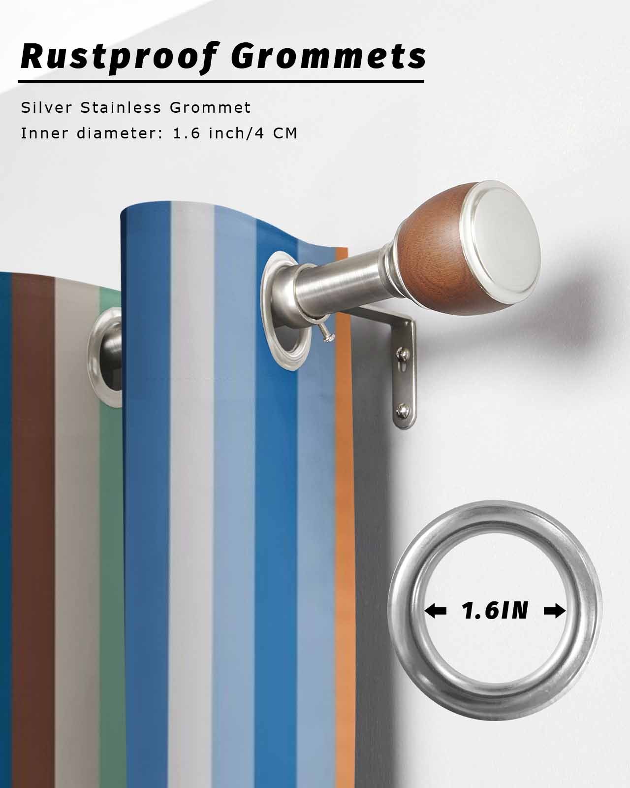 Colorful Striped Outdoor Curtains for Patio, Modern Stripes Art Farmhouse Privacy Drapes Grommet Waterproof Outside Curtains for Porch/Cabana/Balcony 54"x 108", 1 Panel