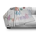 thumbnail image 3 of Saying Soft Flannel Fleece Throw Blanket, Travel the World Lettering Around Globe Landmarks Balloons Work of Art Image, Cozy Plush for Indoor and Outdoor Use, 50" x 60", Multicolor, by Ambesonne, 3 of 6