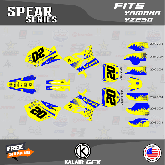 Kalair GFX Graphics Kit for Yamaha YZ250 (2006-2007) Spear Series