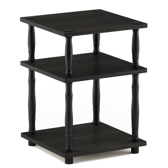 Pemberly Row Turn-N-Tube Wood 3-Tier Shelf with Classic Tubes in Espresso/Black