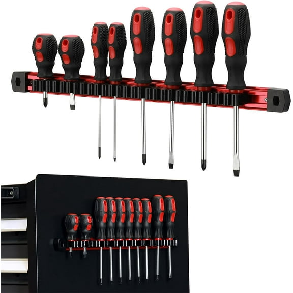 Mayouko Pro Magnetic Screwdriver Wrench Organizer, Aluminum Rail Magnetic Tool Holder, Hand Tool Holder, Toolbox Accessories, Fits Up to 14 Screwdrivers/Wrenches (Tools not Included)