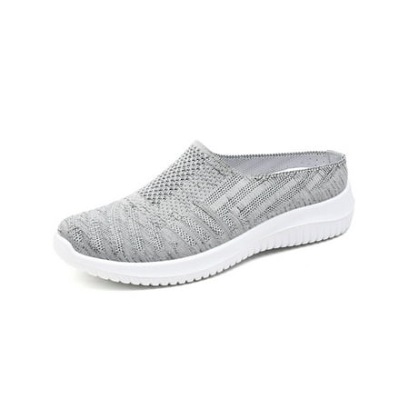

Harsuny Women s Flat Mules Backless Slip on Slides Loafer Shoes Gray 7