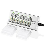 EBL Pack of 8 AAA Batteries NiMH Rechargeable Battery 800mAh with Smart 8-Slot Battery Charger