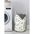thumbnail image 3 of Floral Laundry Bag, Pinkish Flowers and Leaves Watercolor Paint on a Plain Backdrop Fashion Art, Hamper Basket with Handles Drawstring Closure for Laundromats, 13" x 19", Pink and Green, by Ambesonne, 3 of 4