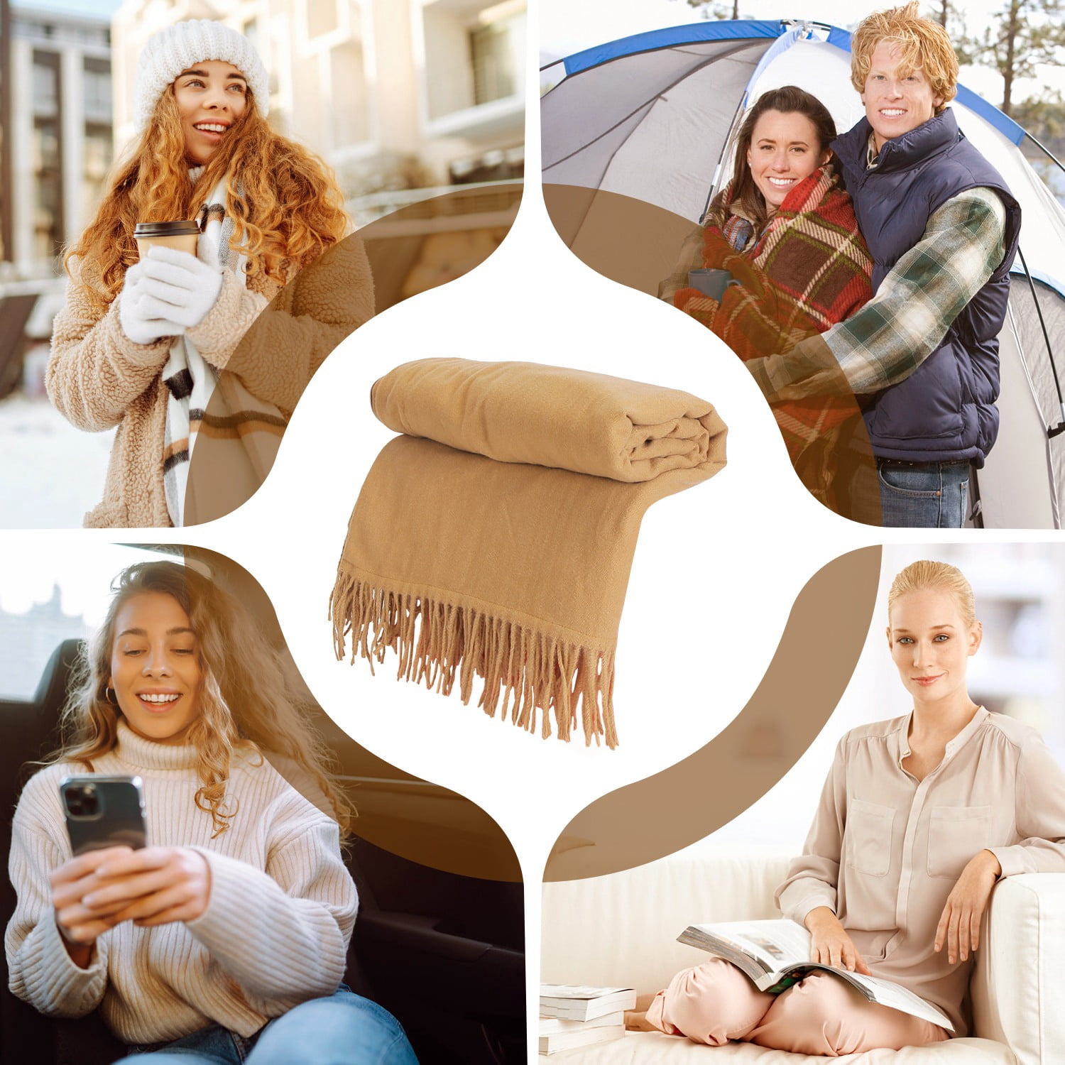 71"x24" Electric Heated Throw Blanket Portable USB Heated Shawl Wearable Heating Blanket with Zipper 3 Heating Levels Machine Washable Brown