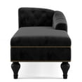 thumbnail image 3 of Chaise Lounge Chair, Modern Tufted Velvet Long Lounge with Nailhead Trim and Armrest, Elegant Victorian Vintage Style Upholstered Couch Sleeper Lounge Sofa for Office Living Room, Black, 3 of 7