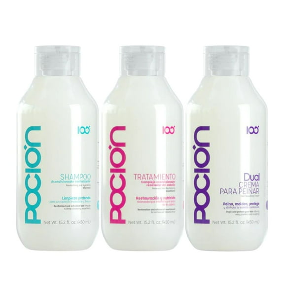 Shampoo Treatment and Hair cream (3 Pack) Shampoo la pocion Colombia Salt-free shampoo, strengthens and regenerates the hair fiber, cleanses the hair without mistreating it shampoo Treatment y Cream